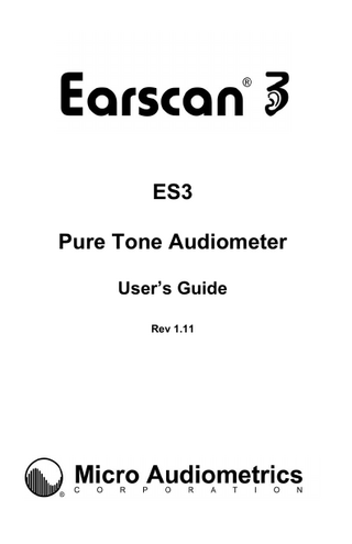 Earscan 3 ES3 Users Guide Rev 1.11