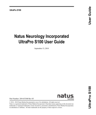 UltraPro S100 System NCS EMG User Guide Rev 05 Sept 2018