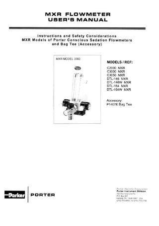 MXR FLOWMETER Users Manual Rev G July 2007