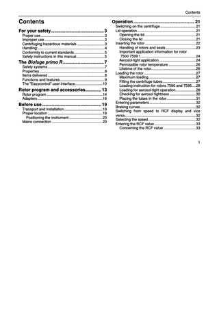 Biofuge primo R Instuctions for Use