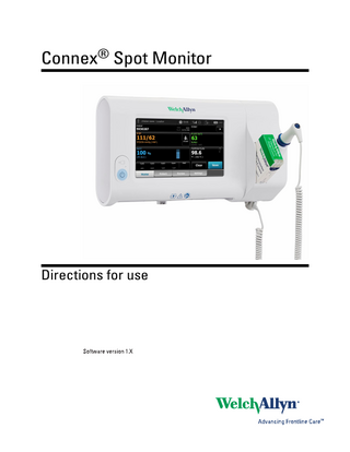 Connex Spot Monitor Directions for Use sw 1.X Ver M 