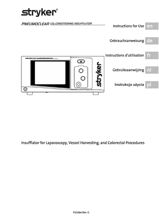 PNEUMOCLEAR Type FM300 CO2 Conditioning Insufflator Instructions for Use Rev G Jan 2020