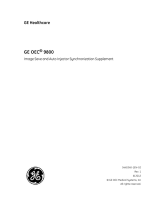 OEC 9800 Image Save and Auto Injector Synchronization Supplement Rev 1 Dec 2012