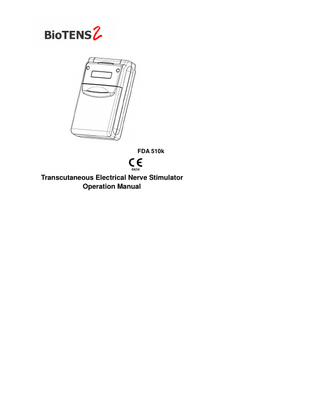 FDA 510k  Transcutaneous Electrical Nerve Stimulator Operation Manual  