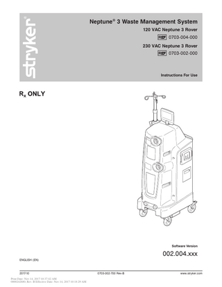 Neptune 3 Instructions for Use sw ver 002.004.xxx Rev B Nov 2017