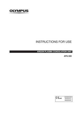 APU-300 ARGON PLASMA COAGULATION UNIT Instructions for Use July 2017 