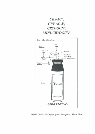 Cry-Vc, Cry-Ac-3 Cryogun & Mini Cryogun Parts Identification Guide