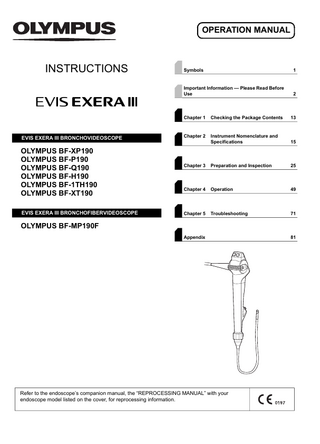 BF-xx190 Series EVIS EXERA III BRONCHOVIDEOSCOPE Operation Manual  Sept 2021