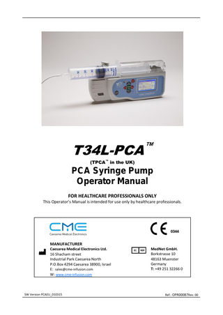 T34L-PCA (TPCA) PCA Operator Manual SW Ver PCAEU March 2015 Rev 00