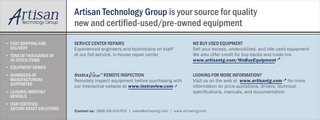 Artisan Technology Group is your source for quality new and certified-used/pre-owned equipment • FAST SHIPPING AND DELIVERY • TENS OF THOUSANDS OF IN-STOCK ITEMS • EQUIPMENT DEMOS • HUNDREDS OF MANUFACTURERS SUPPORTED • LEASING/MONTHLY RENTALS • ITAR CERTIFIED SECURE ASSET SOLUTIONS  SERVICE CENTER REPAIRS Experienced engineers and technicians on staff at our full-service, in-house repair center  WE BUY USED EQUIPMENT Sell your excess, underutilized, and idle used equipment We also offer credit for buy-backs and trade-ins www.artisantg.com/WeBuyEquipment  InstraView REMOTE INSPECTION  LOOKING FOR MORE INFORMATION? Visit us on the web at www.artisantg.com for more information on price quotations, drivers, technical specifications, manuals, and documentation  SM  Remotely inspect equipment before purchasing with our interactive website at www.instraview.com  Contact us: (888) 88-SOURCE | sales@artisantg.com | www.artisantg.com  