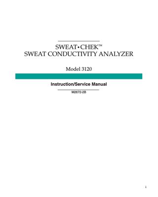 3120 SWEAT CHEK Instruction and Service Manual M2672-2B