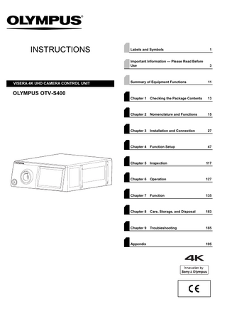 OTV-S400 VISERA 4K UHD CAMERA CONTROL UNIT Instructions June 2018