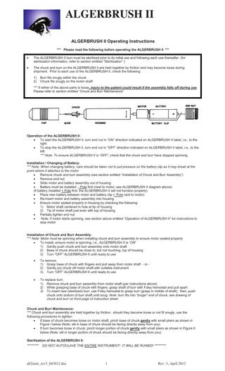 ALGERBRUSH II Operating Instructions Rev 3 April 2012