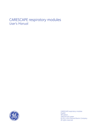 CARESCAPE Respiratory Modules E-sCAiOVE User Manual 