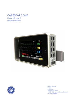 CARESCAPE ONE User Manual 2nd Edition Sw ver 3 Jan 2018