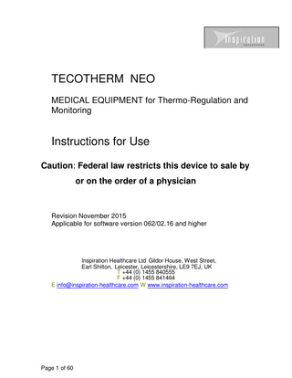 TECOTHERM NEO Instructions for Use Revision Nov 2015