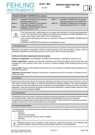 CERAMO SUPERFLEX fat retractor Instructions for Use