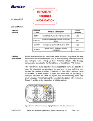 HOMECHOICE PRO Important Product Information Aug 2017