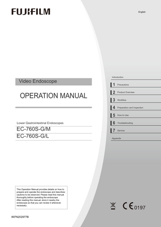 Lower Gastrointestinal Video Endoscope Operation Manual