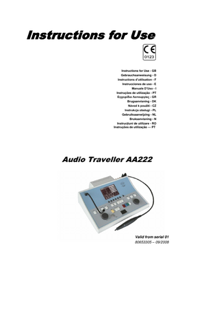 Audio Traveller AA222 Operation Manual October 2008