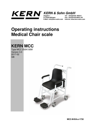 MCC  Medical Chair Scale Operating Instructions Ver 3.0 Feb 2017