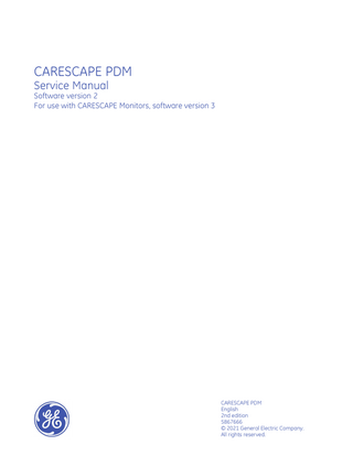 CARESCAPE PDM Service Manual Sw Ver 2 Service Manual