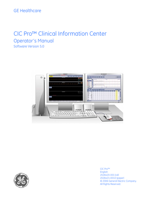 CIC Pro Clinical Information Center Operators Manual Sw Ver 5.0 Oct 2006