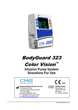 BodyGuard 323 Epidural Infusion System Directions For Use Rev 00