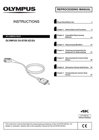 CH-S700-XZ-EA 4K Camera Head Reprocessing Instructions 