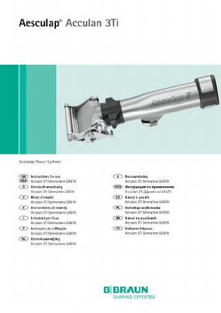 Acculan 3Ti Dermatome GA670 Instructions for Use