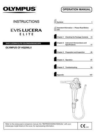 CF-HQ190L-I EVIS LUCERA ELITE COLONOVIDEOSCOPE Operation Manual Dec 2012