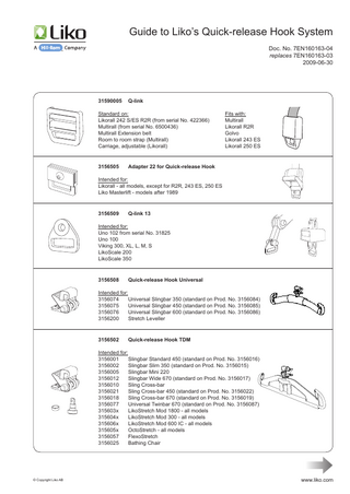 Hook Quick-release system Guide June 2009