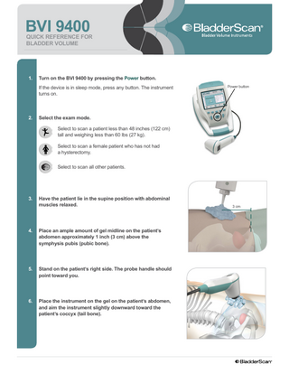 BVI 9400 Quick Reference for Bladder Volume