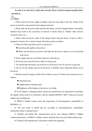 Plam Bladder Scanner Operating Manual V4.1