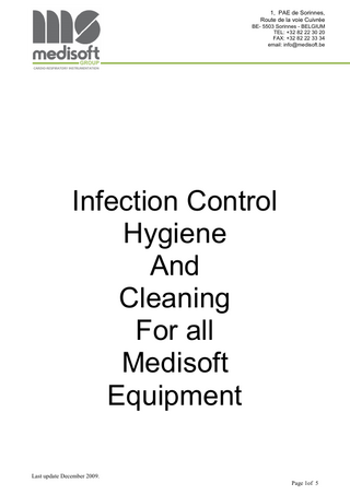 Infection Control and Cleaning Guide for all medisort devices Dec 2009