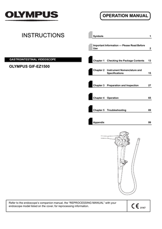 GIF-EZ1500 GASTROINTESTINAL VIDEOSCOPE Operation Manual