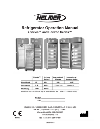 i.Series and Horizon Series Operation Manual ver A and B