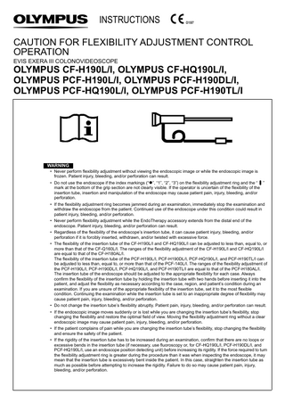 CF and PCF-H190xx Series EVIS EXERA III COLONVIDEOSCOPE Caution Instructions Sept 2021