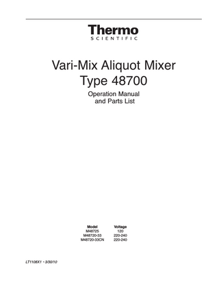 Type 48700 Operation Manual and Parts List March 2010