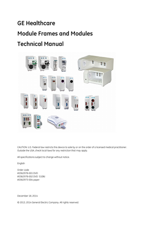 Master table of contents Module Frames and Modules Technical Manual Order code #2062978-001 DVD #2062978-002 DVD 510(k) #2062973-004 paper  Description  Tab  About this manual  1  PRESTN Modules, E-PRESTN, E-RESTN, E-PRETN Patient Side Modules, E-PSM, E-PSMP Rev.01  2  PiCCO Module, E-PiCCO  3  Cardiac Output Modules E-COP and E-COPSv Rev. 01  4  Pressure Module, E-P, Pressure Temp Module, E-PT, Dual Pressure Module, E-PP  5  Masimo Module, E-MASIMO  6  Nellcor Compatible Saturation Module, E-NSATX  7  Respiratory Modules, E-sCAiOVX, E-sCAiOV, E-sCAiO, E-sCOVX, E-sCOV, E-sCO  8  Compact Airway Modules, E-CAiOVX, E-CAiOV, E-CAiO, E-COVX, E-COV and E-CO  9  Single-width Airway Module, E-miniC  10  Entropy Module, E-ENTROPY Rev. 01  11  EEG Module, E-EEG and EEG Headbox, N-EEG  12  BIS Module, E-BIS Rev. 01  13  NeuroMuscular Transmission Module, E-NMT Rev. 01  14  Module Frames F5, F7  15  PDM Module v2  16  2062973-004  