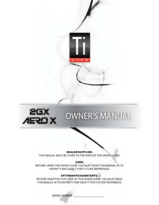 AERO X and 2GX Series 2 Owners Manual Rev C