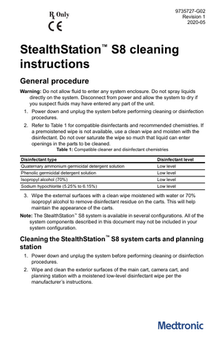 StealthStation S8 Cleaning Instructions Rev 1 May 2020