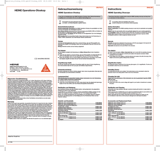 HEINE Otoscope Operating Instructions