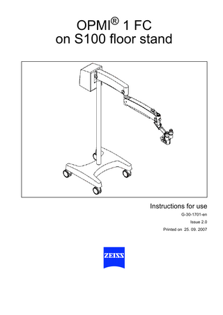 OPMI 1FC on S100 floor stand Instruction for use Issue 2.0