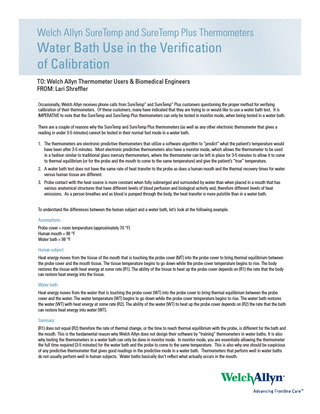 SureTemp and SureTemp Plus Water Bath Use in the Verification of Calibration