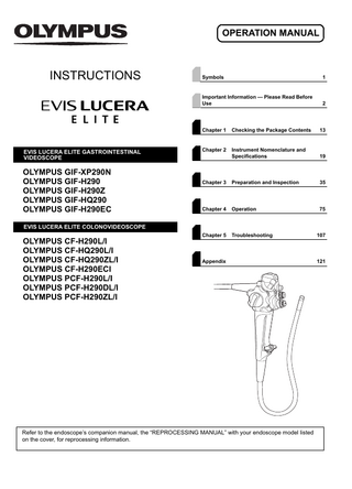 GIF-Series  GASTROINTESTINAL and CF-H series PCF-series COLONOVIDEOSCOPE Operation Manual