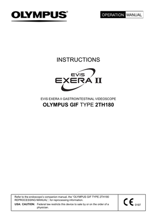 GIF TYPE  2TH180 Series GASTROINTESTINAL VIDEOSCOPE Operation Manual April 2010