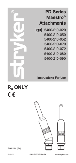 PD Series Maestro Attachments Instructions for Use Rev AA Dec 2019