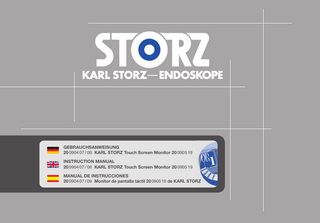 20 090407, 08 KARL STORZ Touch Screen Monitor 20 0905 19 Instruction Manual Ver 2.0 Nov 2017