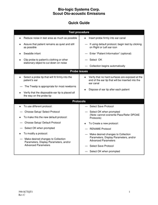 Scout Oto-acoustic Emissions Quick Guide Rev C
